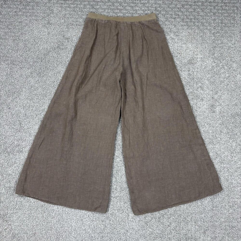 Kleen Pants Women XS Brown Linen Wide Leg Cropped Capsule Lagenlook Boho Granola - Picture 2 of 8